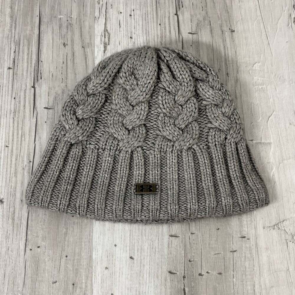 Under Armour Gray Braided Knit Winter Snow Beanie Hat One Size